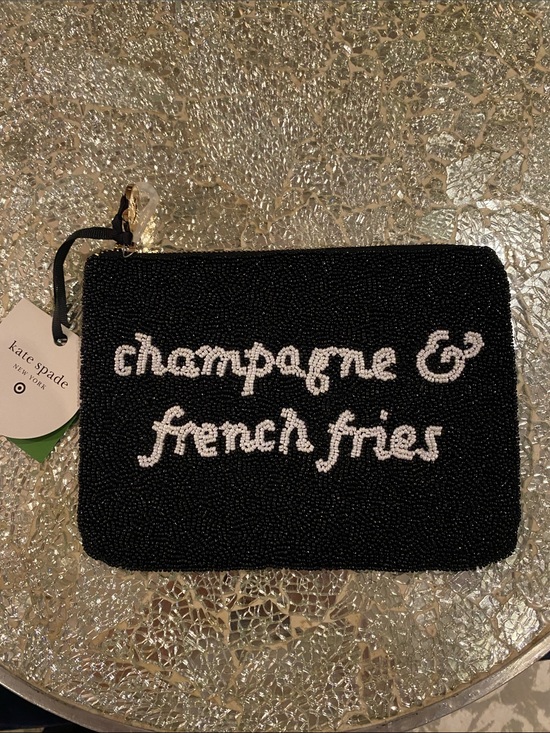 kate spade Handbags - kate spade Black Beaded 'champagne & french fries' Clutch/Pouch